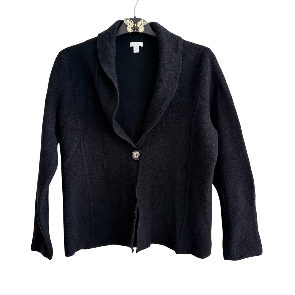Apto 9 Womens Black Cardigan Sweater Jacket Wool Sz L/XL Button